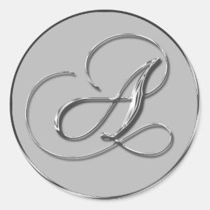 Silver Formal Wedding Monogram A Seal