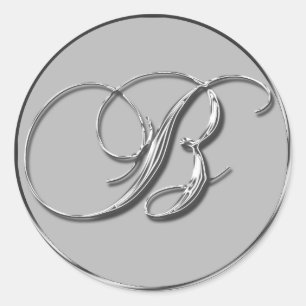 Silver Formal Wedding Monogram B Seal Invite RSVP