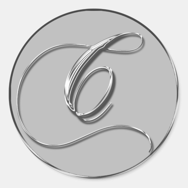 Silver Formal Wedding Monogram C Seal (Front)