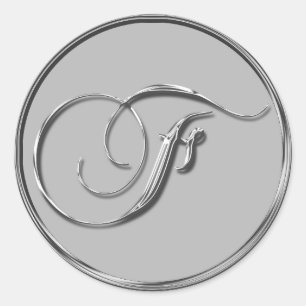 Silver Formal Wedding Monogram F Seal Sticker