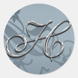 Silver Formal Wedding Monogram H Seal