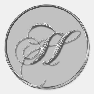 Silver Formal Wedding Monogram H Seal Sticker