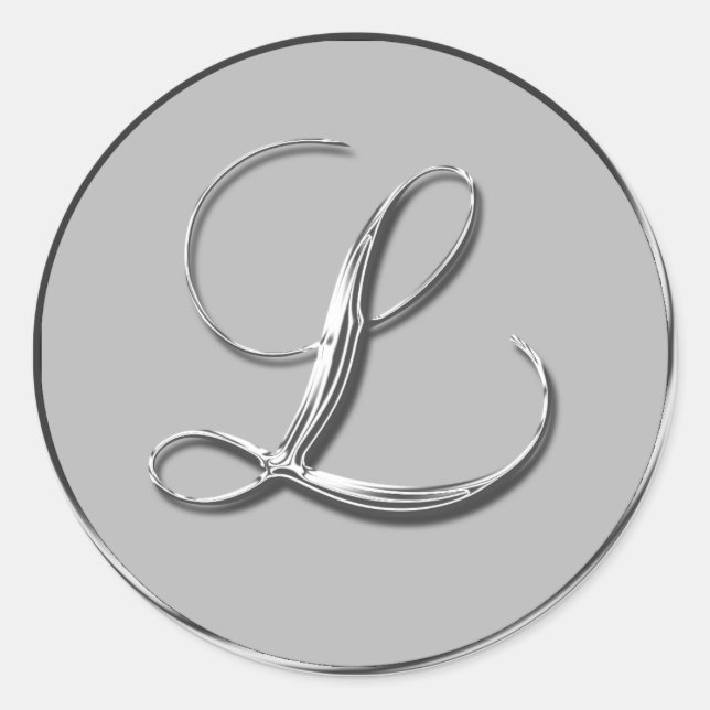Silver Formal Wedding Monogram L Seal RSVP Invite (Front)