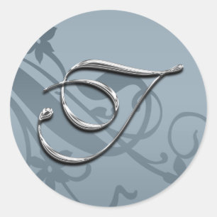 Silver Formal Wedding Monogram T Seal
