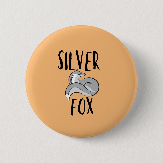 Silver Fox 2 Inch Round Button (Front)