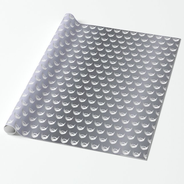 Silver fox birthday beard men guys grey trendy wrapping paper (Unrolled)