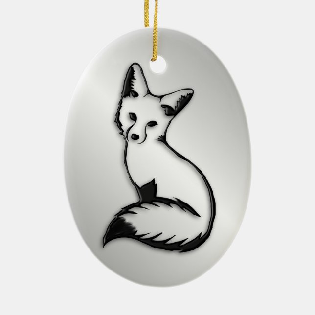 Silver Fox Ceramic Ornament (Back)