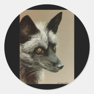 Silver Fox Classic Round Sticker