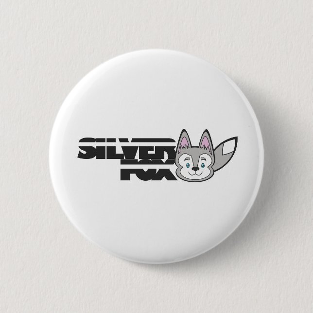 Silver fox logo 2 inch round button (Front)