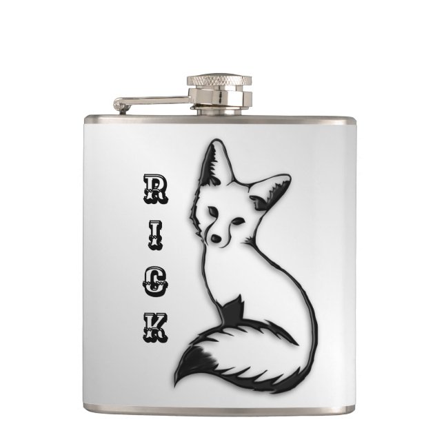 Silver Fox Personalized Hip Flask (Front)