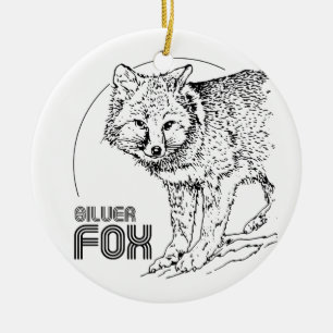 SILVER FOX VINTAGE CERAMIC ORNAMENT