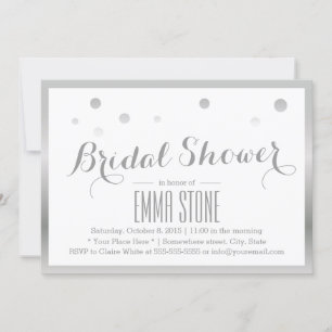 Silver Frame Confetti Dots Bridal Shower Invitation