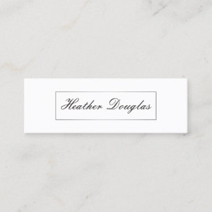 Silver Frame / Cursive Typography Mini Business Card