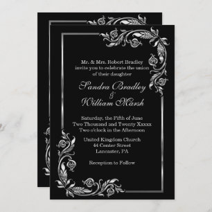 Silver Frame Stunning Black Invitation