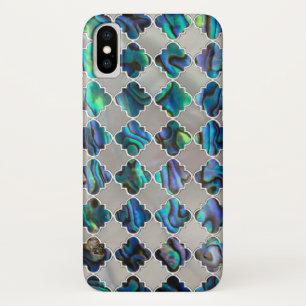 Silver framed abalone pearl shell moroccan pattern Case-Mate iPhone case