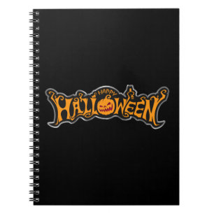 Silver Framed Happy Halloween Ruby Eyed Pumpkin Notebook