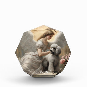 Silver French Poodle Forever Memorial Photo Block