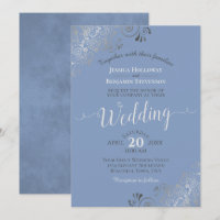 Silver Frills Elegant Grey on Light Blue Wedding