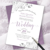 Silver Frills Elegant Lavender on White Wedding