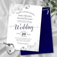 Silver Frills Elegant Navy Blue & White Wedding