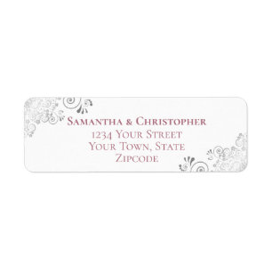 Silver Frills Mauve & White Wedding Return Address
