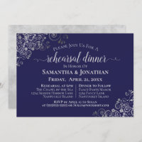 Silver Frills Navy Blue Wedding Rehearsal & Dinner