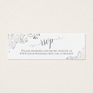 Silver Frills on White Wedding RSVP Online Card