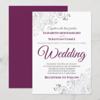 Silver Frills Simple Chic Cassis & Grey Wedding