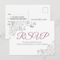 Silver Frills Simple Chic Dusty Rose Wedding RSVP