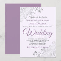 Silver Frills Simple Chic Purple and Grey Wedding
