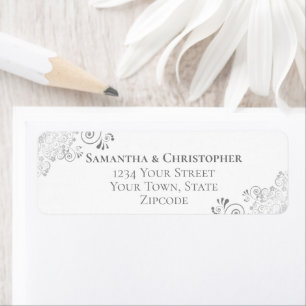 Silver Frits Grey sur White Mariage Adresse de ret