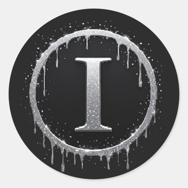 Silver Frosted Letter I Classic Round Sticker (Front)