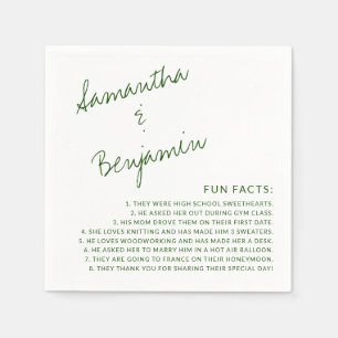 Silver Fun Facts About Bride and Groom Wedding Nap Napkin