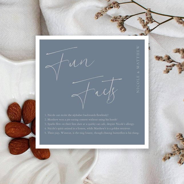 Silver Fun Facts Personalized Wedding Napkins (Silver Fun Facts Personalized Wedding Napkins)