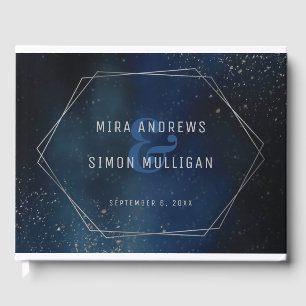 Silver Galaxy Wedding Invitation Guest Book