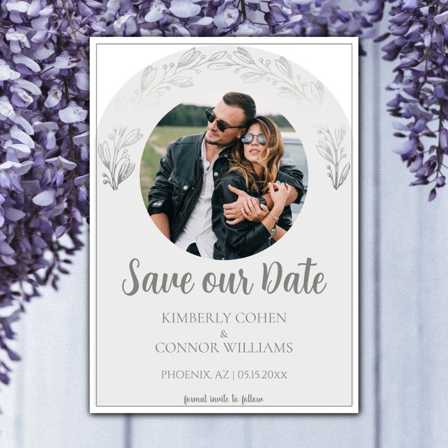 Silver Garland Photo Save the Date (Silver Garland Photo Save the Date)