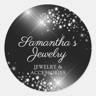 Silver gem diamond jewellery classic round sticker