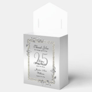 Silver Gem & Glitter 25th Birthday Party   Favor Box