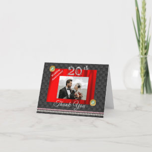 Silver & Gems 20th Wedding Anniversary Thank You Card
