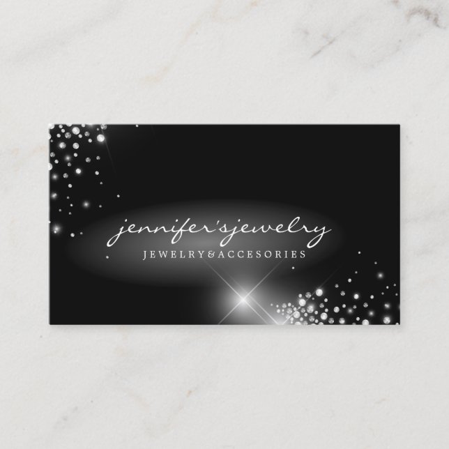 Silver gems diamonds jewellery business card (Front)