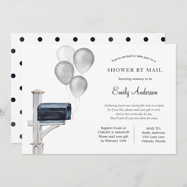 Silver Gender Neutral Baby Shower by Mail Invitation (Front/Back)