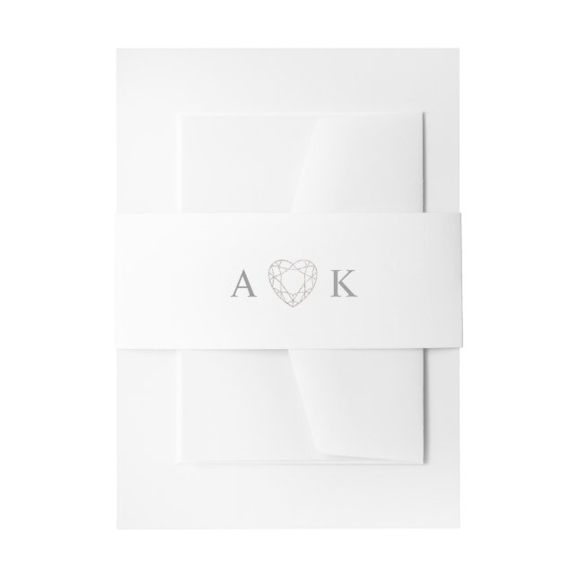 Silver geometric heart invitation belly band (Front Example)