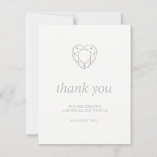 Silver geometric heart thank you - flat invitation