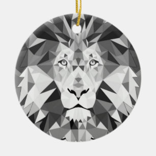 Silver Geometric Lion Ceramic Ornament