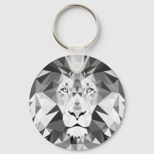 Silver Geometric Lion Keychain