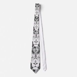 Silver Geometric Lions Head Tie