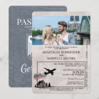 Silver Germany Passport Wedding Invitation