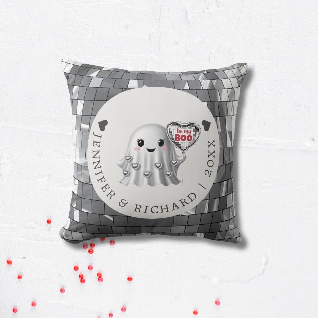 Silver Ghost Valentine S Design Pattern Throw Pillow (Custom Valentine's Day - Silver Disco Design Throw Pillow)