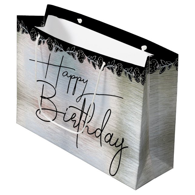 Silver Gift Bag with Flower for Compliance (Front Angled)