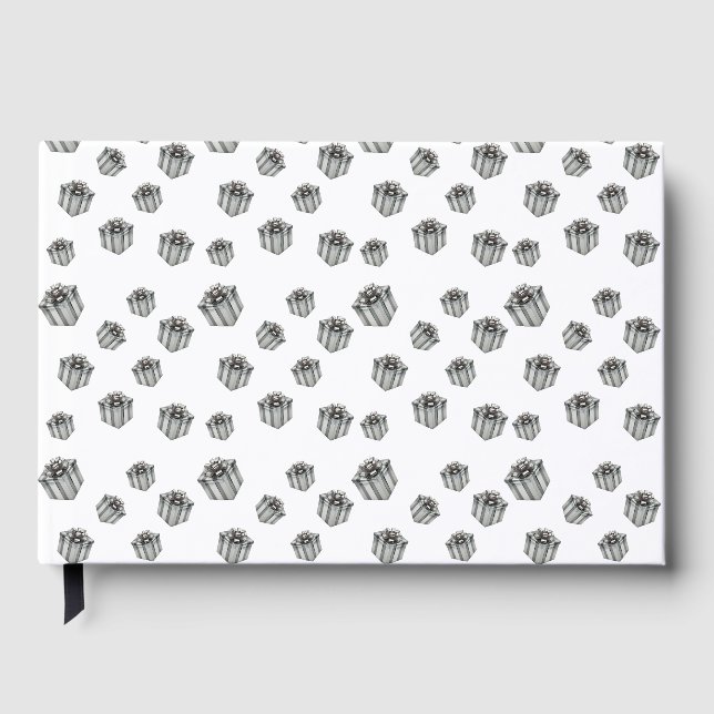 Silver Gift Boxes Elegant Holiday Premium Party Guest Book (Front)